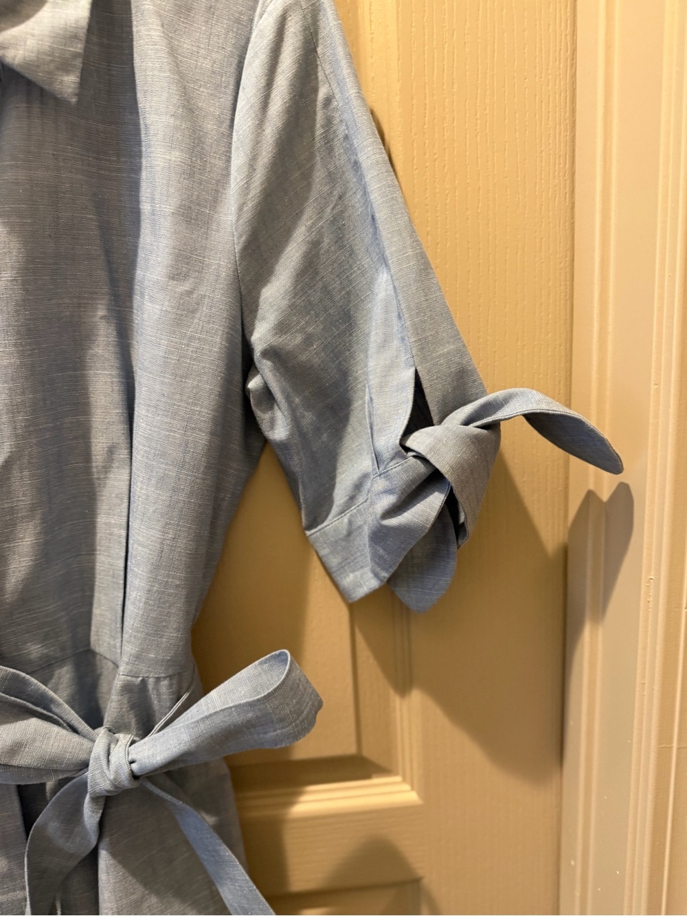 Calvin Klein Light Blue Tie-Waist Midi Shirt Dress - Picture 5 of 13